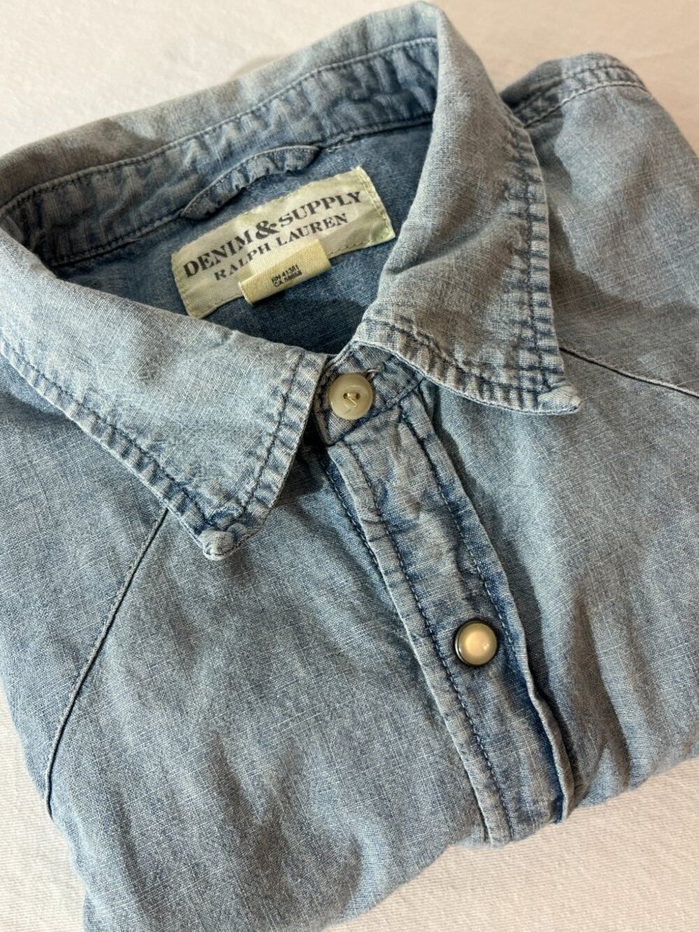 Denim & Supply Ralph Lauren Men's XL Short Sleeve Denim Western Snap Shirt